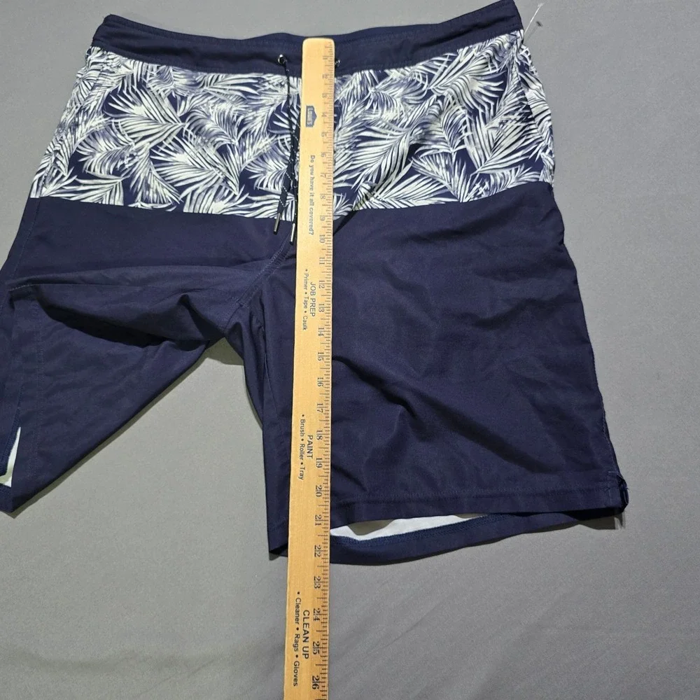 Fair Harbor Swim Trunks Mens 3XL Navy Blue Palm Print BreezeKnit Board Shorts